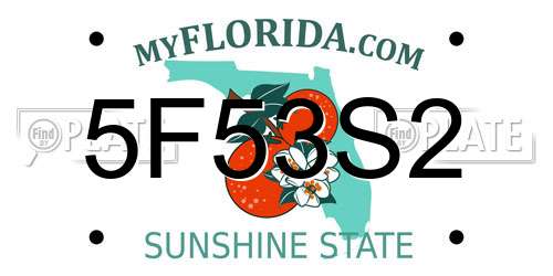 5F53S2 Florida License Plate