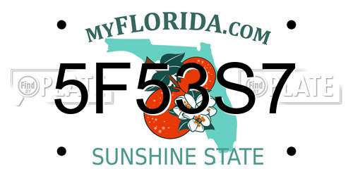 5F53S7 Florida License Plate