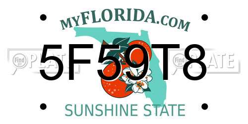 5F59T8 Florida License Plate