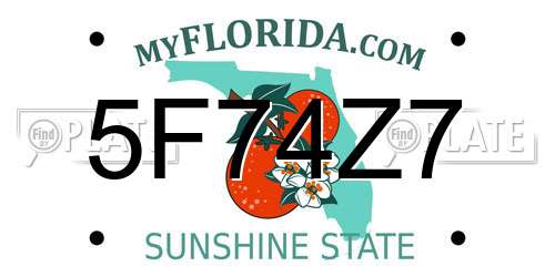 5F74Z7 Florida License Plate
