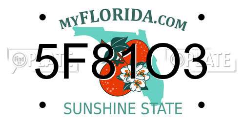 5F81O3 Florida License Plate