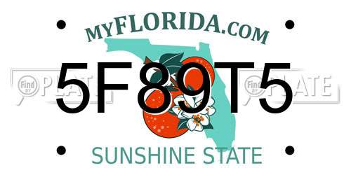 5F89T5 Florida License Plate