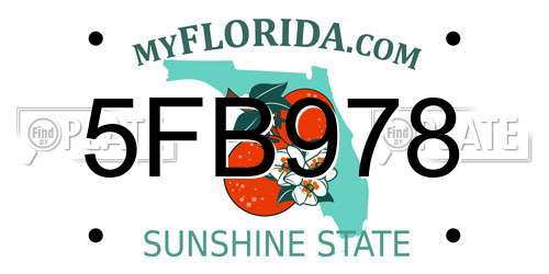 5FB978 Florida License Plate