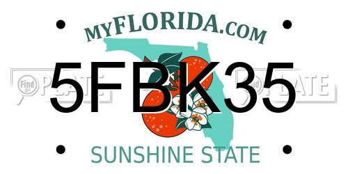 5FBK35 Florida License Plate
