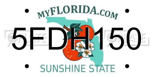 5FDH150 Florida License Plate
