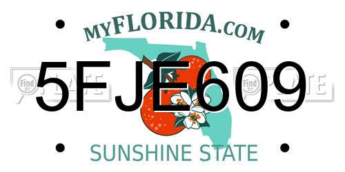 5FJE609 Florida License Plate