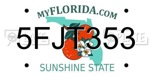 5FJT353 Florida License Plate
