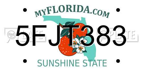 5FJT383 Florida License Plate