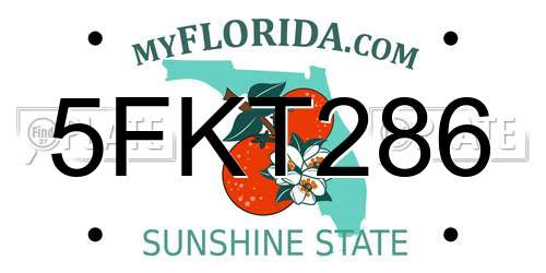 5FKT286 Florida License Plate