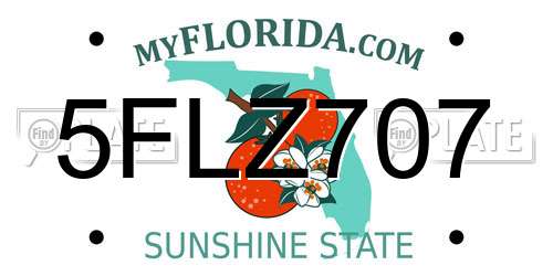 5FLZ707 Florida License Plate