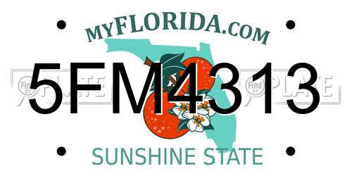 5FM4313 Florida License Plate