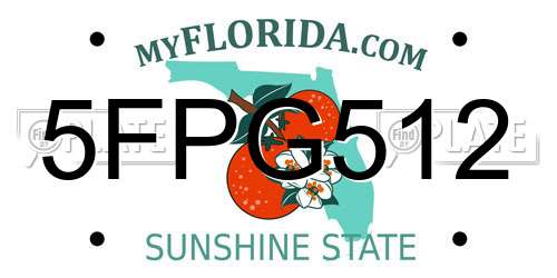 5FPG512 Florida License Plate