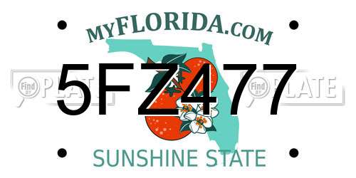 5FZ477 Florida License Plate