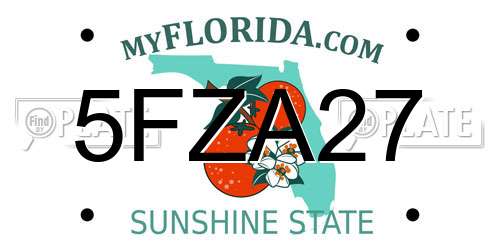 5FZA27 Florida License Plate