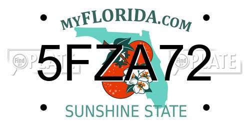 5FZA72 Florida License Plate