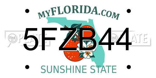 5FZB44 Florida License Plate