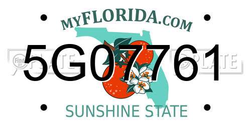 5G07761 Florida License Plate