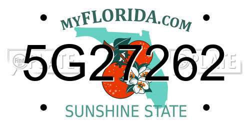 5G27262 Florida License Plate
