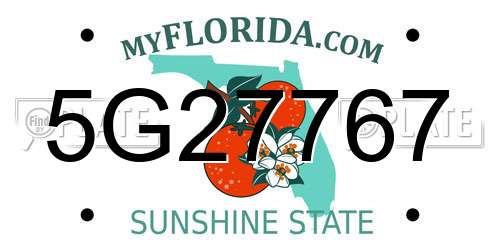 5G27767 Florida License Plate