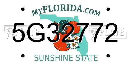 5G32772 Florida License Plate