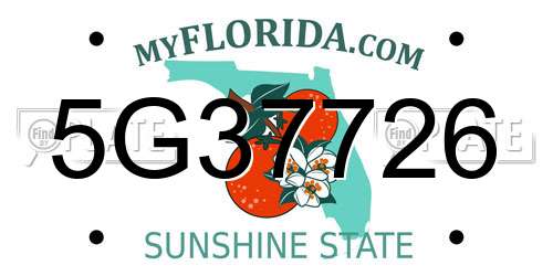 5G37726 Florida License Plate