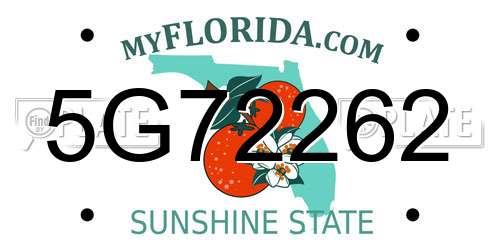 5G72262 Florida License Plate