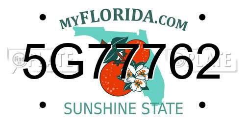 5G77762 Florida License Plate
