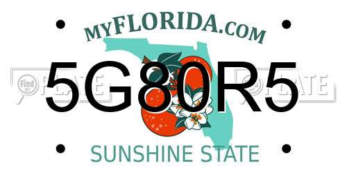 5G80R5 Florida License Plate