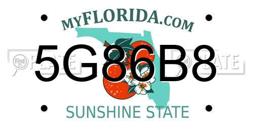 5G86B8 Florida License Plate