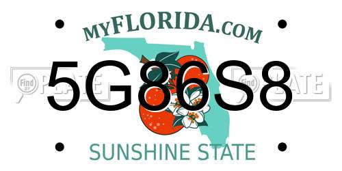 5G86S8 Florida License Plate