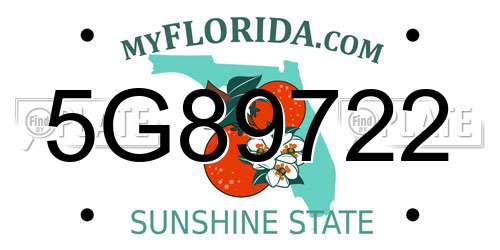 5G89722 Florida License Plate
