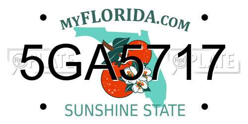 5GA5717 Florida License Plate