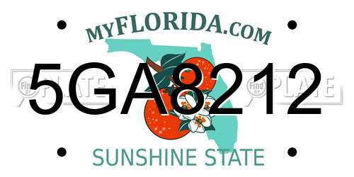 5GA8212 Florida License Plate