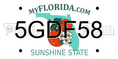 5GDF58 Florida License Plate