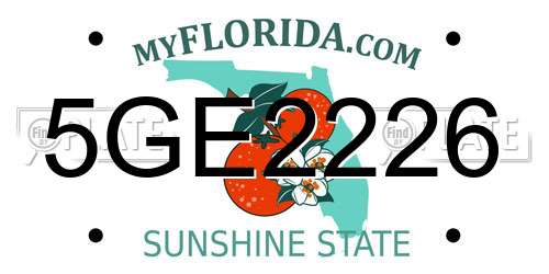5GE2226 Florida License Plate