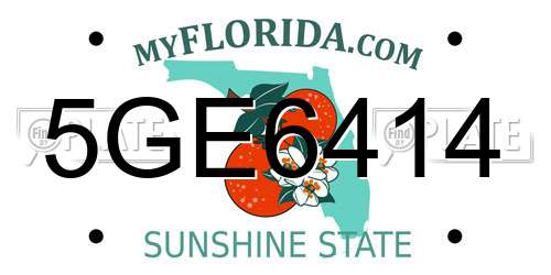 5GE6414 Florida License Plate