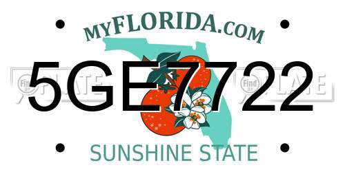 5GE7722 Florida License Plate