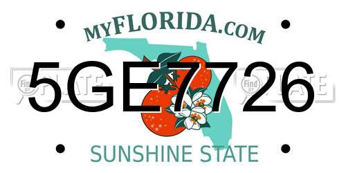 5GE7726 Florida License Plate