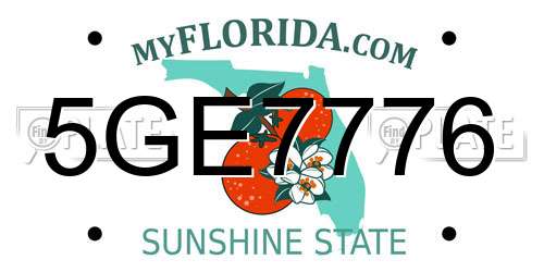 5GE7776 Florida License Plate