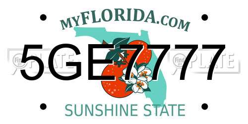 5GE7777 Florida License Plate