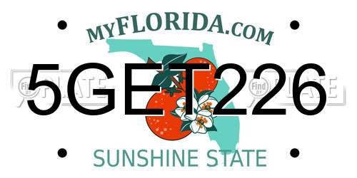 5GET226 Florida License Plate