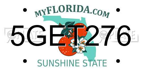 5GET276 Florida License Plate