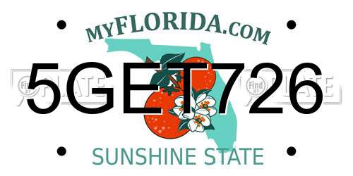5GET726 Florida License Plate