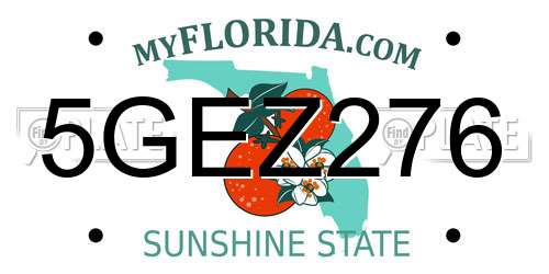 5GEZ276 Florida License Plate