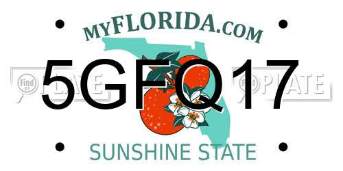 5GFQ17 Florida License Plate