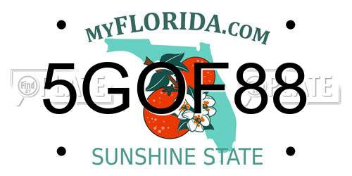 5GOF88 Florida License Plate