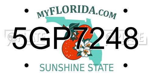 5GP7248 Florida License Plate