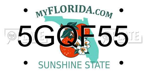 5GQF55 Florida License Plate