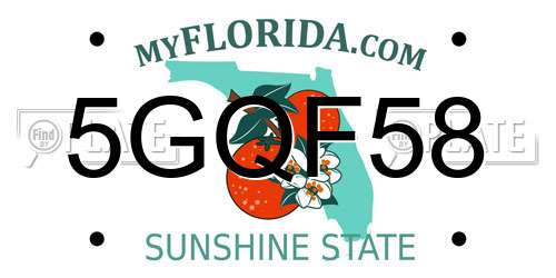 5GQF58 Florida License Plate
