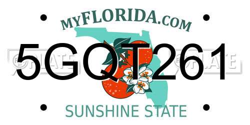 5GQT261 Florida License Plate